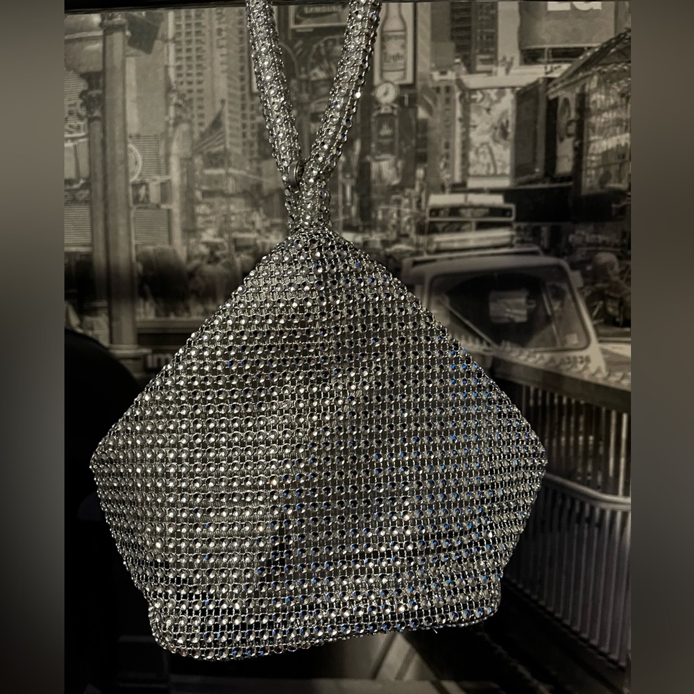 Silver Triangle Rhinestone Evening Bag!
